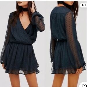 Free People Daliah Mini Blue Dress